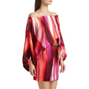 Silvia Tcherassi Manon Painted Off-the-Shoulder Minidress Size S $1290